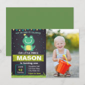 Kikker Prins Birthday Uitnodiging met afbeelding (Voorkant / Achterkant)