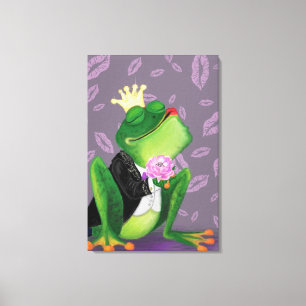 Kikker Prins - Kusje Canvas Afdruk