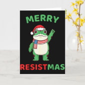 Kikker Retro Prettig Kerstfeest Verzetsgrappig Pol Kaart (Gele Bloem)