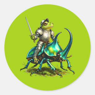Kikker ridder en gevecht kever ronde sticker