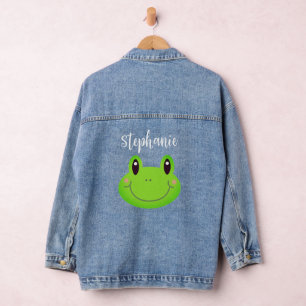 Kikker Schattigee Grappige Groene Cartoon Denim Jacket