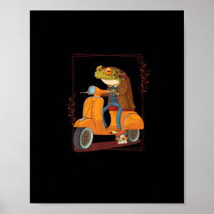Kikker Scooter Paddenstoel Goblincore Academie Poster
