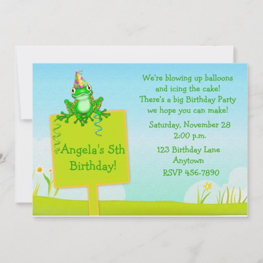 Kikker Sign Birthday Invitation Kaart (Voorkant)