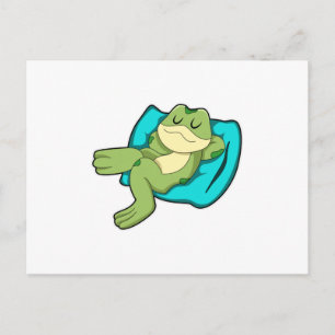 Kikker slaapt met kussen briefkaart
