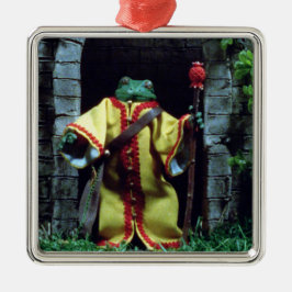 Kikker Sorceress van Bloed Thee en Rode String Metalen Ornament