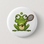 Kikker speelt tennis ronde button 5,7 cm (Voorkant)