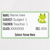 Kikker Thema Leraar Naam Onderwerp Terug naar scho Labels (Design 1)