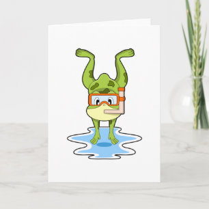 Kikker tijdens het duiken met snorkel kaart