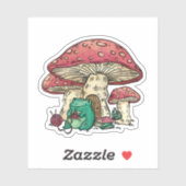 Kikker van de katoenkern met champignon sticker (Vel)