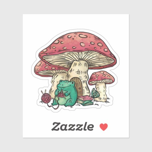 Kikker van de katoenkern met champignon sticker (Vel)