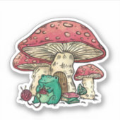 Kikker van de katoenkern met champignon sticker (Voorkant)
