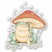Kikker van de katoenkern met paddenstoel sticker (Voorkant)