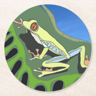 Kikker van de klimboom ronde kartonnen onderzetter