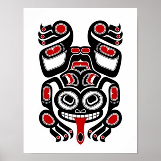 Kikker van de rode en zwarte Haida-boom Poster (Voorkant)