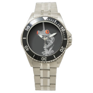 Kikker van de rode oogboom horloge
