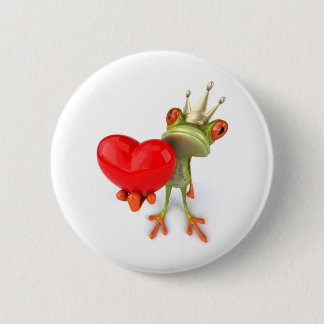 Kikker van het King Heart Ronde Button 5,7 Cm