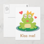 Kikker van Kawaii met mousserende ogen en kroon Briefkaart (Voorkant / Achterkant)