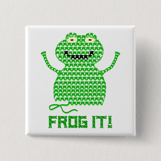 Kikker. Vector Crochet Frog Vierkante Button 5,1 Cm (Voorkant)