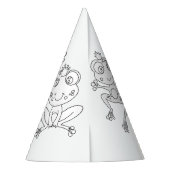 Kikker-verjaardag-partij - Kleur uw eigen partijPe Feesthoedjes (Achterkant)