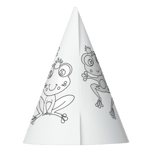 Kikker-verjaardag-partij - Kleur uw eigen partijPe Feesthoedjes (Achterkant)