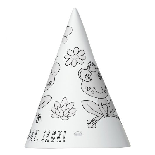 Kikker-verjaardag-partij - Kleur uw eigen partijPe Feesthoedjes (Rechts)