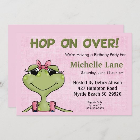 Kikker Verjaardag Uitnodigen voor meisjes Kaart (Voorkant / Achterkant)