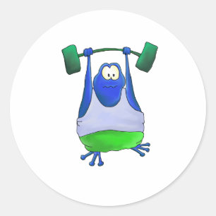 Kikker voor gewichtheffen ronde sticker