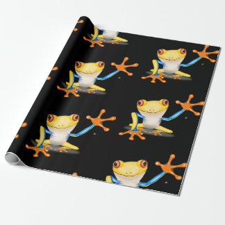 Kikker voor kleurrijke rode oogbomen cadeaupapier