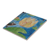 Kikker & Waterlelies Keramische Tegel Tegeltje (Zijkant)