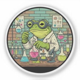 Kikker Wetenschapper Scheikundige - Grappig Vintag Sticker