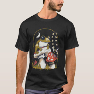 Kikker zittend op paddestoel Koele natuurontwerp T-shirt
