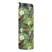 Kikkergroen en wit waterlelingenpatroon thermosbeker (Geroteerd rechts)