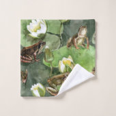 Kikkergroen en witte waterlib bad handdoek (Wasdoekje)
