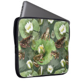 Kikkergroen en witte waterlib laptop sleeve (Voorkant Rechts)