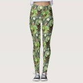 Kikkergroen en witte waterlib leggings (Voorkant)