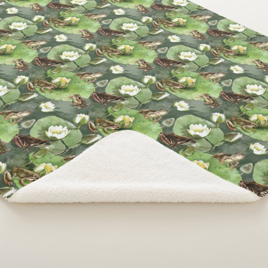 Kikkergroen en witte waterlib sherpa deken (3/4)