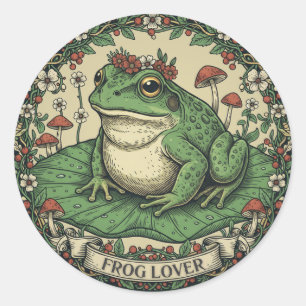 Kikkerliefhebber Cottagecore Ronde Sticker
