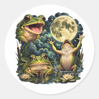 Kikkermaan Vintage Natuur Retro Amfibie Natuur Ronde Sticker