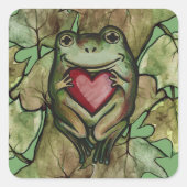 Kikkerminnaar kunst leuke kikkers en hart vierkante sticker (Voorkant)