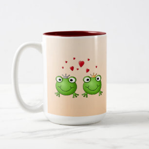 Kikkerprins en Kikkerprinses, met hart. Tweekleurige Koffiemok