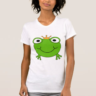 Kikkerprins. Kikker glimlachen met een kroon. T-shirt