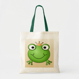 Kikkerprins. Kikker glimlachen met een kroon. Tote Bag