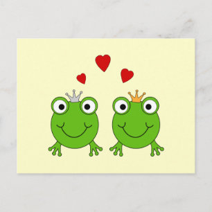 Kikkerprinses en Kikkerprins, met hart. Briefkaart