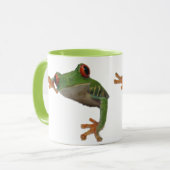 Kikkerrode groene kikkervis Mok van geblazen glaze (Voorkant links)