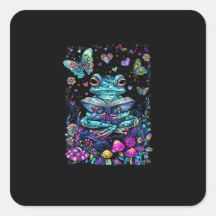 Kikkers Aesthetisch Cottagecore Goblincore Lezen Vierkante Sticker