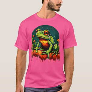 Kikkers Bos Motief Kleurrijk Kunstwerk Pad Dier Ku T-shirt