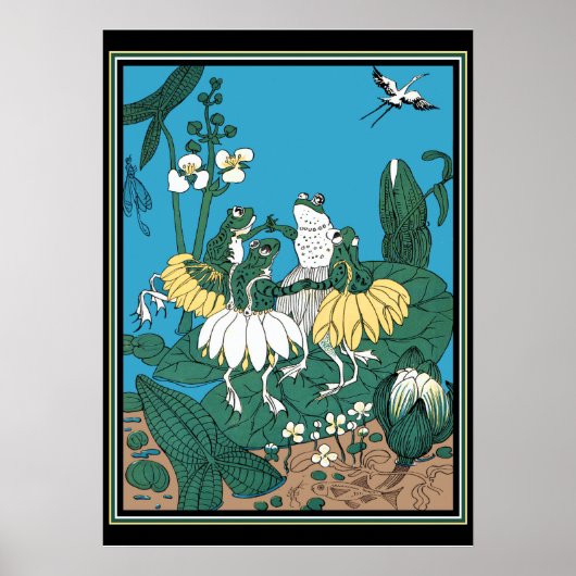 Kikkers Dansend op een Lilypad Poster (Voorkant)