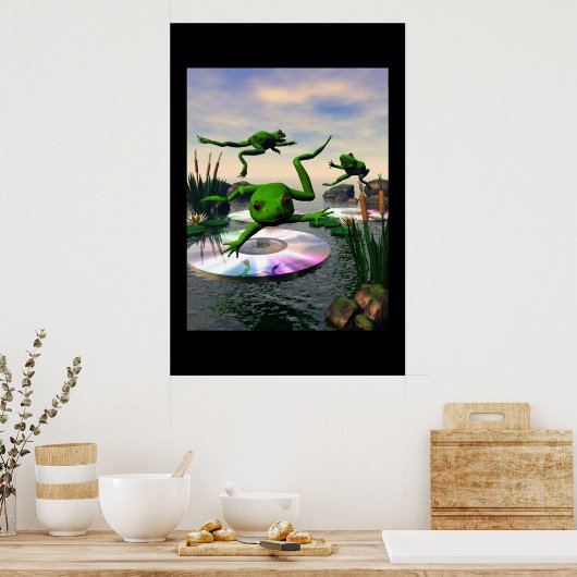 Kikkers die op CD Lily Pads pompen Poster (Keuken)