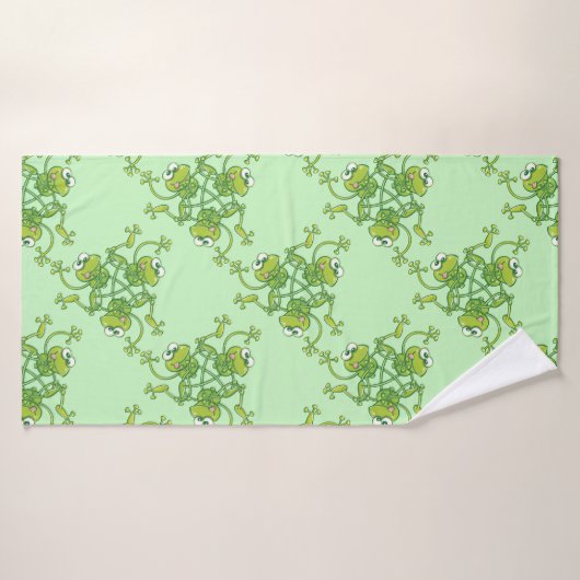 Kikkers die ronddraaien en plezier hebben in een p badhanddoek (Badhanddoek)