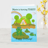 Kikkers en Happy Birthday wensen Kaart (Gele Bloem)